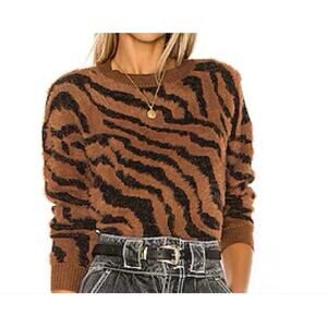 Revolve House Of Harlow 1960 Animal Print Knit Sweater Brown Black Zebra Medium